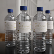 金ゴールド紙吹雪結婚ウェルカムウォーターボトルラベル