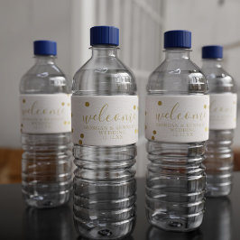 金ゴールド紙吹雪結婚ウェルカムウォーターボトルラベル ペットボトルラベル