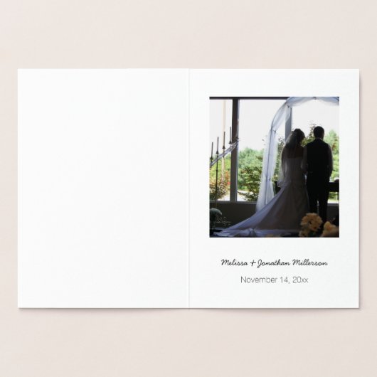 金ゴールド紙吹雪結婚ハートパーソナライズされた招待状 箔カード (内部)