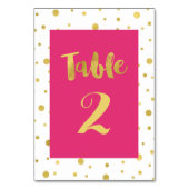 金ゴールド紙吹雪結婚ピンクの表番号カード テーブルナンバー (裏面)