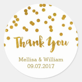 金ゴールド紙吹雪結婚式の引き出物ラベル ラウンドシール