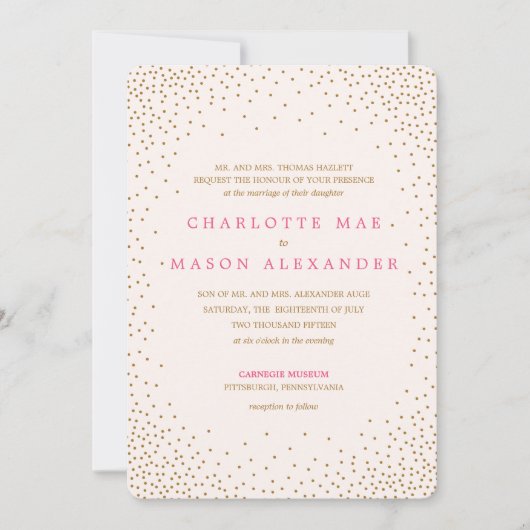 金ゴールド紙吹雪結婚式招待状 招待状 (正面)