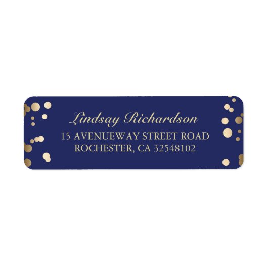 金ゴールド紙吹雪結婚海軍 ラベル (正面)