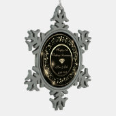 金ゴールド紙吹雪結婚10周年記念 スノーフレークピューターオーナメント (左)