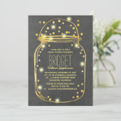 金ゴールド紙吹雪蛍メイソンジャーブライダルシャワー 招待状 (スタンド正面)