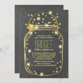 金ゴールド紙吹雪蛍メイソンジャーブライダルシャワー 招待状 (正面/裏面)