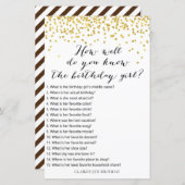 金ゴールド紙吹雪誕生日の女の子をどれだけ知っているか (正面/裏面)