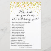 金ゴールド紙吹雪誕生日の女の子をどれだけ知っているか (正面)