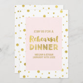 金ゴールド紙吹雪赤面ピンクリハーサルディナーパーティー 招待状 (正面/裏面)