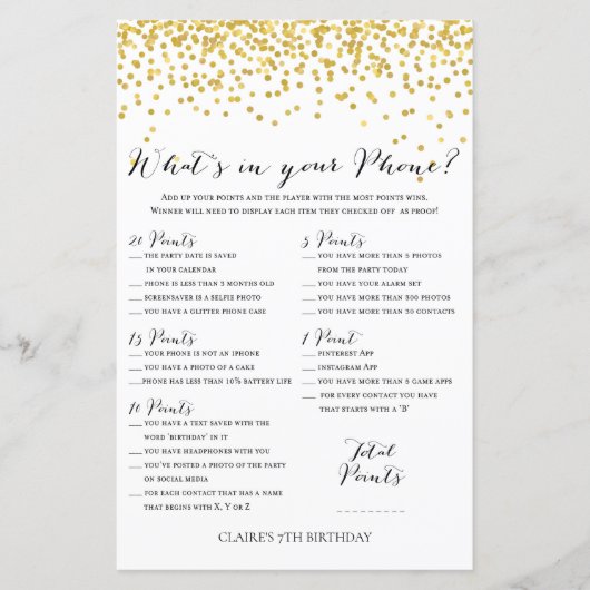 金ゴールド紙吹雪電話の誕生日ゲーム (正面)