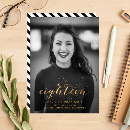 金ゴールド紙吹雪18誕生日写真 招待状