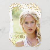 金ゴールド紙吹雪2015年卒業 招待状 (正面/裏面)