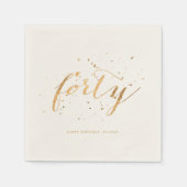 金ゴールド紙吹雪40歳の誕生日パーティーベージュ色 スタンダードカクテルナプキン (正面)