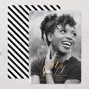 金ゴールド紙吹雪40番目の誕生日写真 招待状