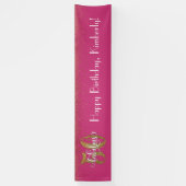 金ゴールド紙吹雪50と素晴らしいハッピーバースデー、ピンク 横断幕 (縦)