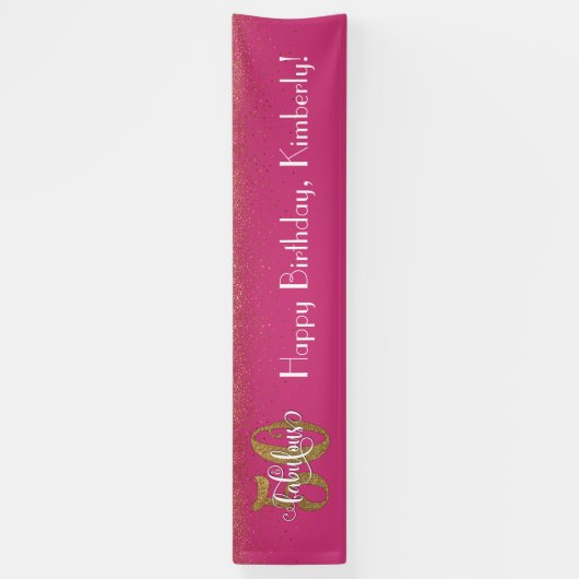 金ゴールド紙吹雪50と素晴らしいハッピーバースデー、ピンク 横断幕 (縦)