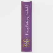 金ゴールド紙吹雪50と素晴らしいハッピーバースデー、紫 横断幕 (縦)