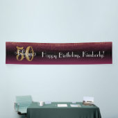 金ゴールド紙吹雪50と素晴らしいホットピンク+ブラックグラデーション 横断幕 (トレードショー)