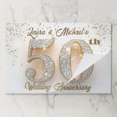 金ゴールド紙吹雪50周年結婚ランチョンマット ペーパーパッド (折り畳み)