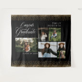 金ゴールド紙吹雪6写真コラージュおめでとうを卒業 タペストリー (正面(横))