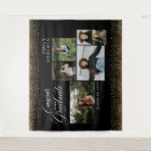 金ゴールド紙吹雪6写真コラージュおめでとうを卒業 タペストリー (正面)