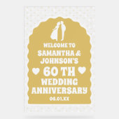 金ゴールド紙吹雪60周年結婚フロステッド アクリルサイン (正面)
