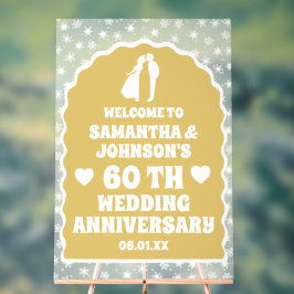 金ゴールド紙吹雪60周年結婚フロステッド アクリルサイン