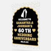 金ゴールド紙吹雪60周年結婚歓迎 アクリルサイン (傾斜)
