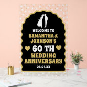 金ゴールド紙吹雪60周年結婚歓迎 アクリルサイン (ウェディング)