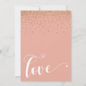 金ゴールド紙吹雪&コーラル「プランの変更」カード 招待状 (裏面)