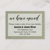 金ゴールド紙吹雪&セージ私たちはハンドアウトカードを移動した 名刺 (正面)