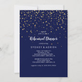 金ゴールド紙吹雪 |ネイビーリハーサルディナー 招待状 (正面)