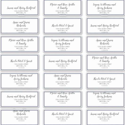 金ゴールド紙吹雪 |ネイビー結婚ズゲスト住所 シール (正面)