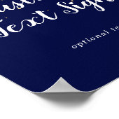 金ゴールド紙吹雪 |ネイビ結婚ーのカスタム文字標識 ポスター (角)