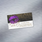 金ゴールド紙吹雪&パープルリップ – メイクアップアーティスト マグネット名刺 (インサイチュ)