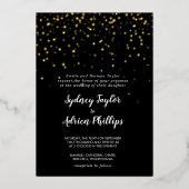 金ゴールド紙吹雪│フォーマル黒結婚の実在金ゴールド 箔招待状 (正面)