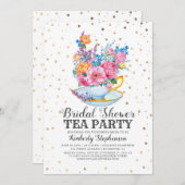 金ゴールド紙吹雪 |フローラブライダルシャワーティーパーティー 招待状 (正面/裏面)