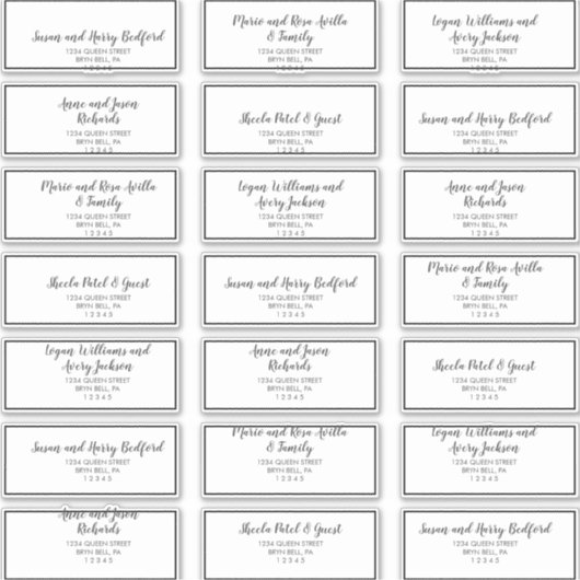 金ゴールド紙吹雪 |ブラック結婚ズゲスト住所 シール (正面)