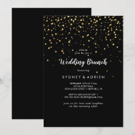 金ゴールド紙吹雪 |ブラック結婚ズブランチ招待状 招待状