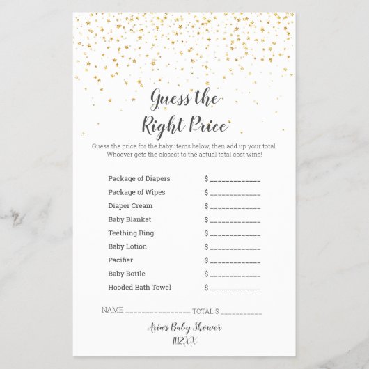 金ゴールド紙吹雪・ベビー・シャワー適正価格 チラシ (正面)