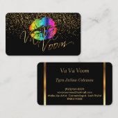 金ゴールド紙吹雪&レインボーリップ – メイクアップアーティスト 名刺 (正面/裏面)