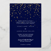 金ゴールド紙吹雪│伝統的海軍結婚金ゴールド 箔招待状 (正面)