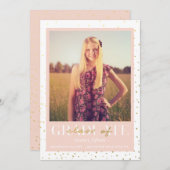 金ゴールド紙吹雪 | 卒業発表 案内状 (正面/裏面)