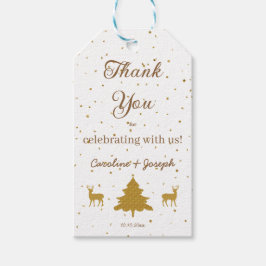 金ゴールド紙吹雪、木とグリッター鹿結婚ズ ギフトタグ