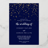 金ゴールド紙吹雪│結婚海軍金ゴールド 箔招待状 (正面)