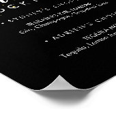 金ゴールド紙吹雪 |黒いシグネチャーカクテルの看板 ポスター (角)