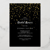 金ゴールド紙吹雪│黒ブライダルシャワー金ゴールド 箔招待状 (正面)