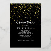 金ゴールド紙吹雪│黒リハーサル夕食金ゴールド 箔招待状 (正面)