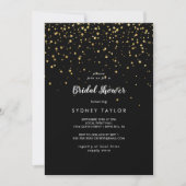 金ゴールド紙吹雪 | Black Bridal Shower Invitation 招待状 (正面)