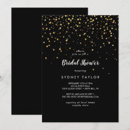 金ゴールド紙吹雪 | Black Bridal Shower Invitation 招待状